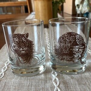 Wildlife Etched Glass whiskey Set - Brown
